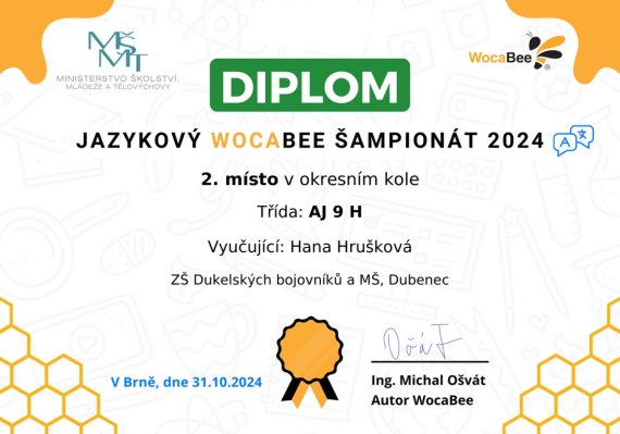 WOCABEE ŠAMPIONÁT - OKRESNÍ KOLO